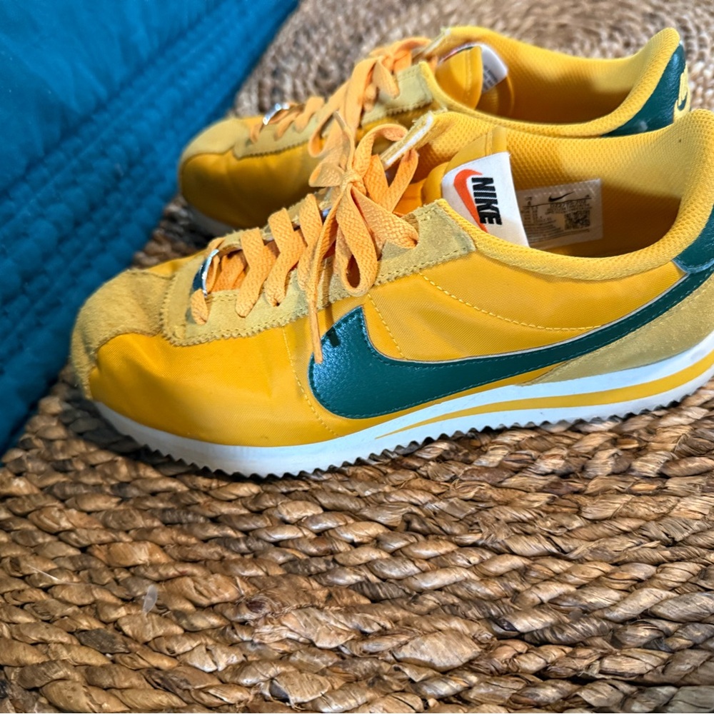 Nike Yellow and Green Sneakers Cortez